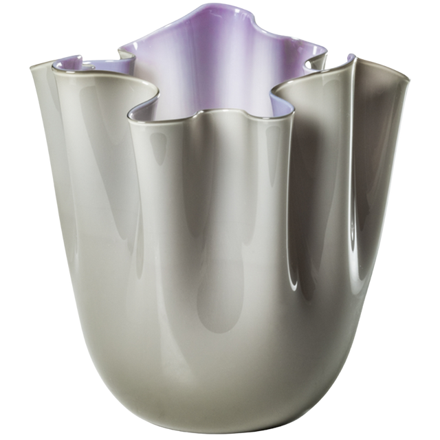 VENINI FAZZOLETTI OPALINO VASE IN GRAY & INDIGO