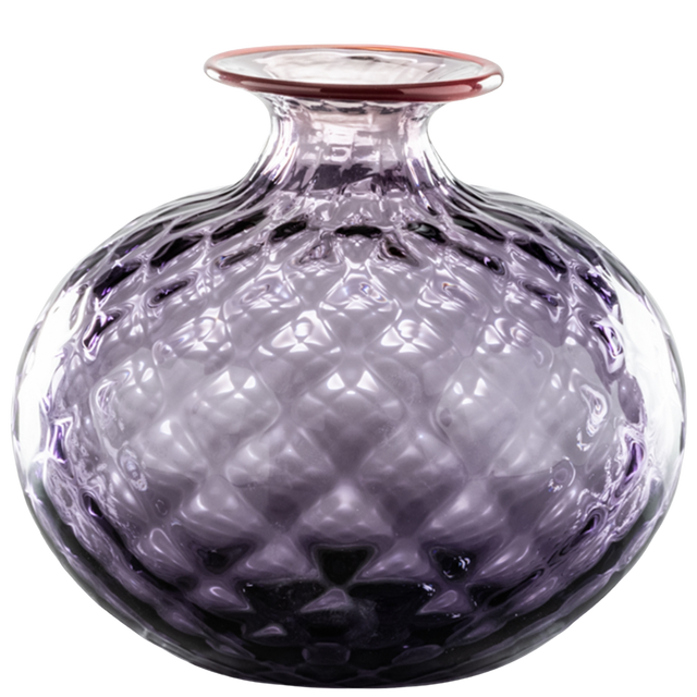 VENINI MONOFIORE VASE BALLOTON INDIGO/RED THREAD