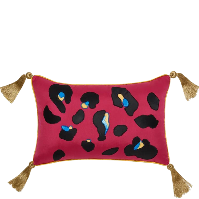 ALPAQ STUDIO. RECTANGULAR SILK CUSHION LEOPARD
