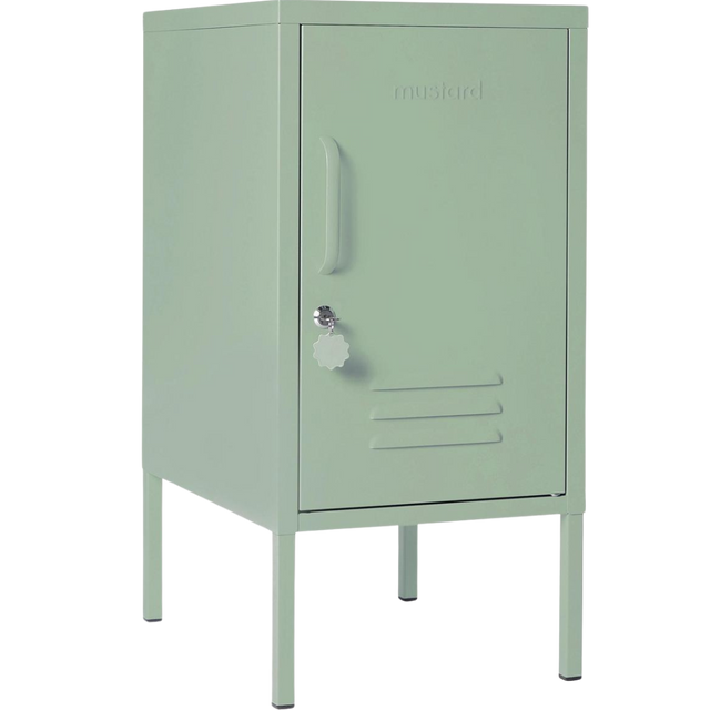 METAL BEDSIDE TABLE THE SHORTY IN OLIVE WITH LEFT OR RIGHT HINGE