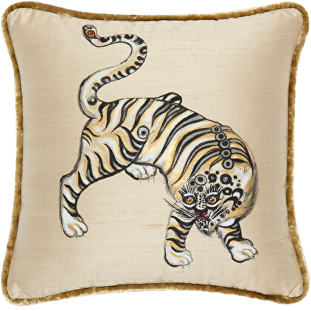 ALPAQ STUDIO.  SILK CUSHION TIGER