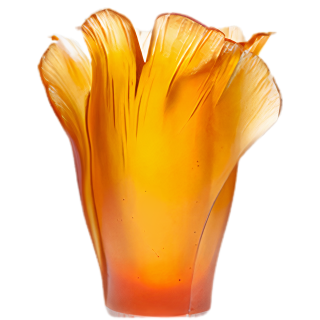 MEDIUM AMBER GINKGO VASE