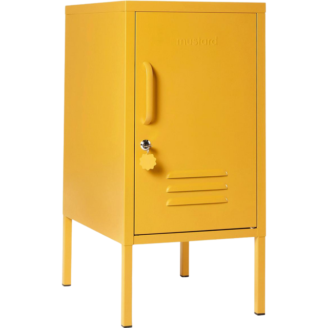 METAL BEDSIDE TABLE THE SHORTY IN YELLOW WITH LEFT OR RIGHT HINGE
