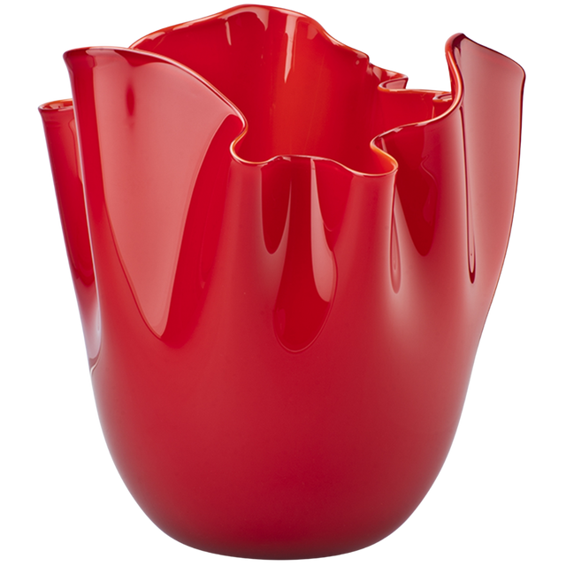 VENINI FAZZOLETTI OPALINO VASE IN RED