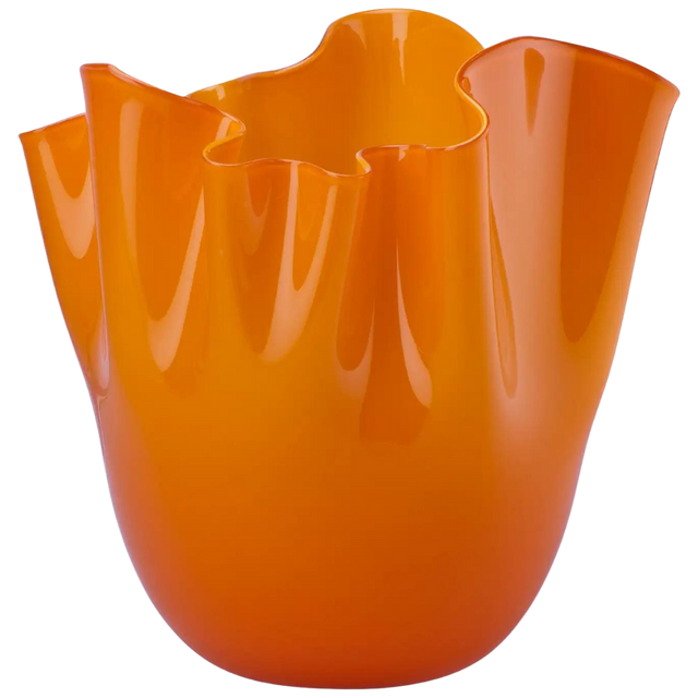 VENINI FAZZOLETTI OPALINO SMALL VASE IN ORANGE