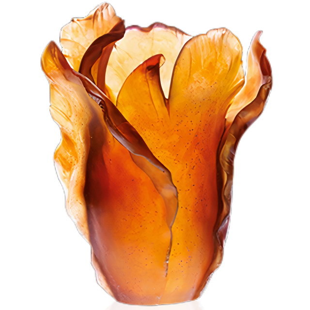 LARGE TULIPE VASE IN AMBER