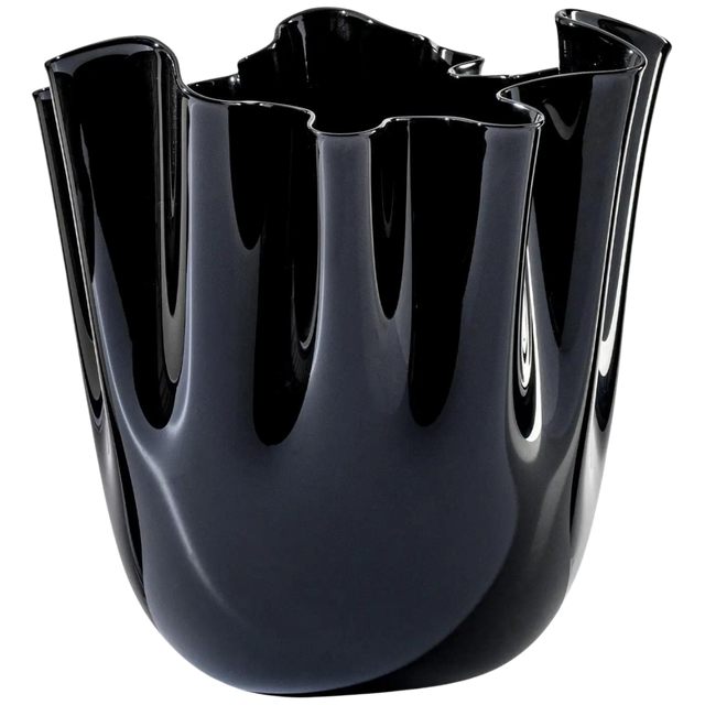 VENINI FAZZOLETTI OPALINO MEDIUM VASE IN BLACK