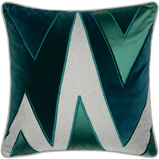 ALPAQ STUDIO.  BRODERI ZIGZAG SILK & VELVET CUSHION