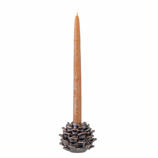 PINE SMALL CANDLE HOLDER IN BROWN