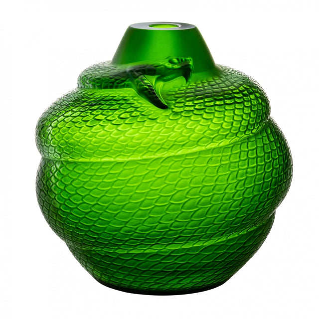 LALIQUE SERPENT VASE IN GREEN