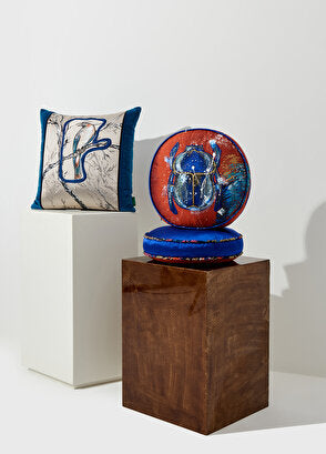 ALPAQ STUDIO.  SILK CUSHION SCARAB