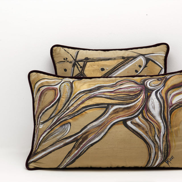 ALPAQ STUDIO.  ABSTRACT SILK CUSHION