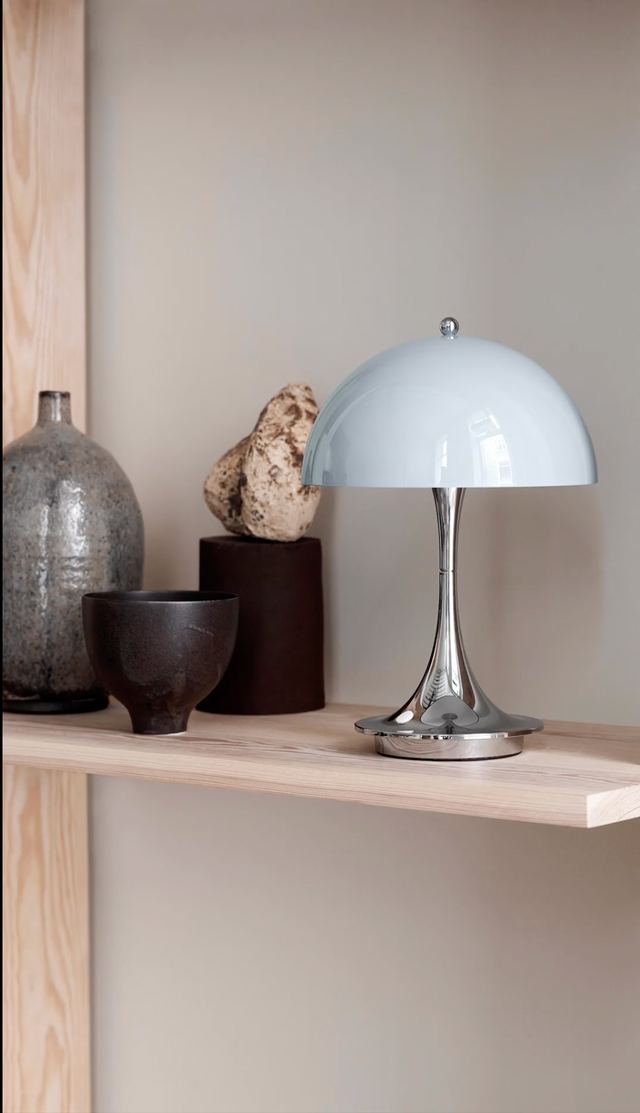 PANTHELLA TABLE LAMP IN BLUE & SILVER