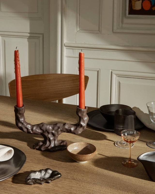 DITO DOUBLE CANDLE HOLDER IN HICKORY
