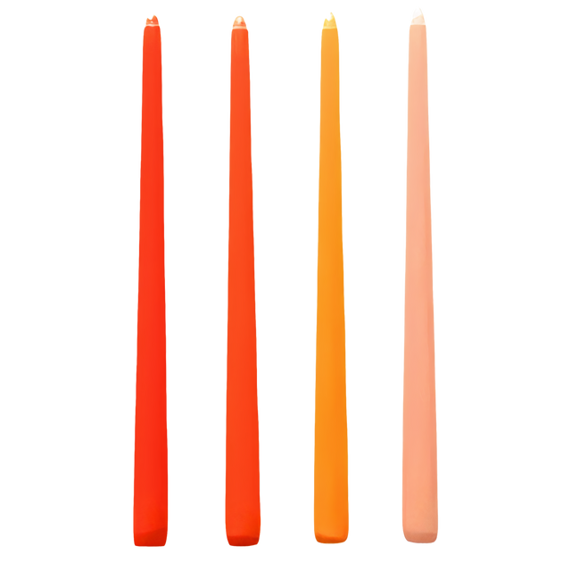 CANDLE SET, 4 PCS IN ORANGE