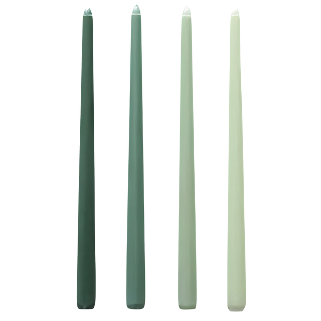 CANDLE SET, 4 PCS IN GREEN