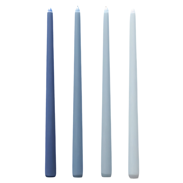 CANDLE SET, 4 PCS IN BLUE