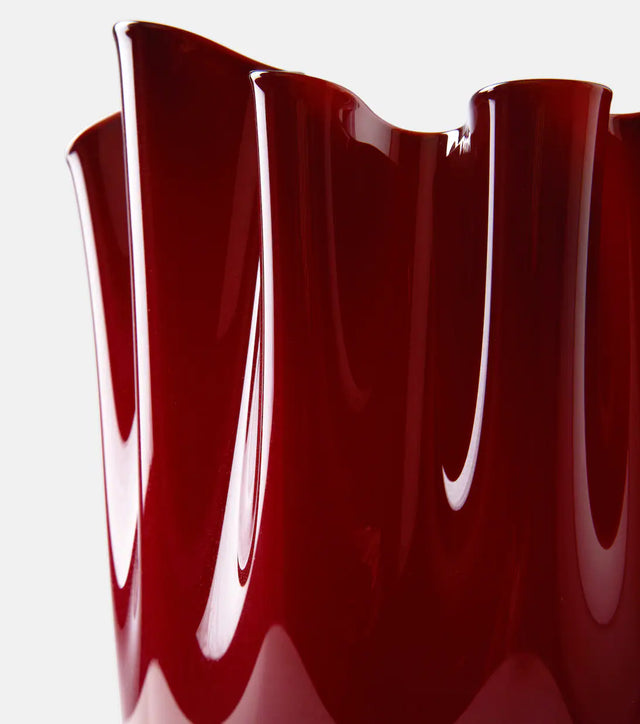 VENINI FAZZOLETTI OPALINO VASE IN RED