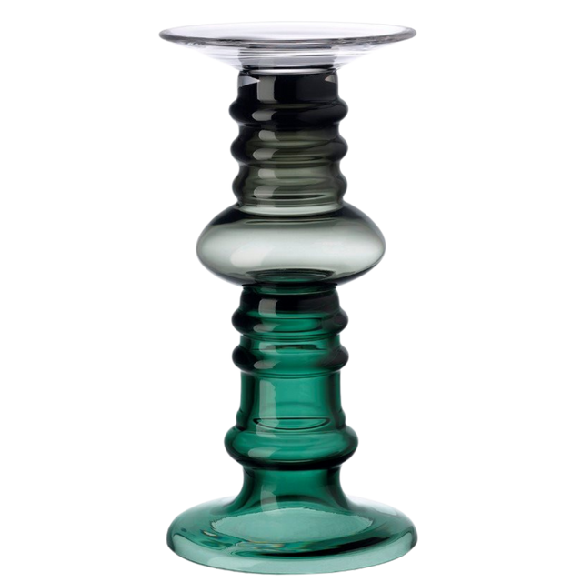 BETTY CANDLE HOLDER IN SMOKE & TURQUOISE