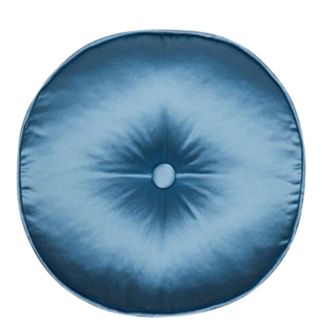ALPAQ STUDIO. LUXURIOUS ROUND SILK CUSHION IN BLUE