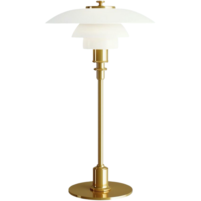 HENNINGSEN  TABLE LAMP. BRASS METALLISED