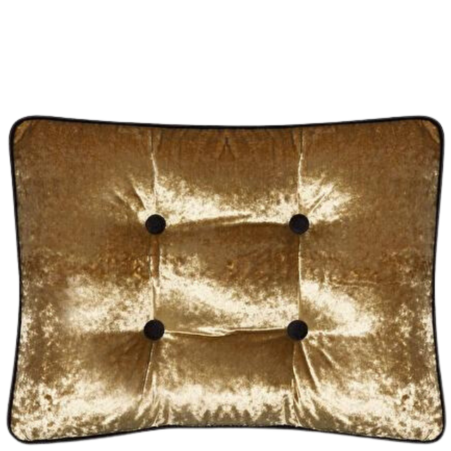 ALPAQ STUDIO. LUXURIOUS SILK & VELVET CUSHION IN GOLD