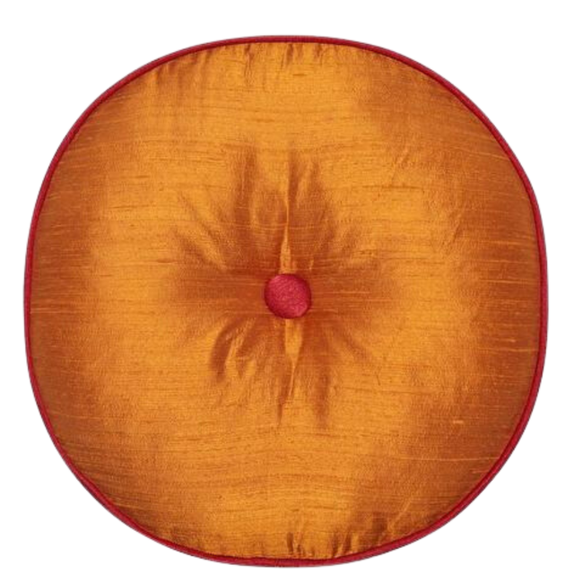 ALPAQ STUDIO. LUXURIOUS ROUND SILK CUSHION IN AMBER