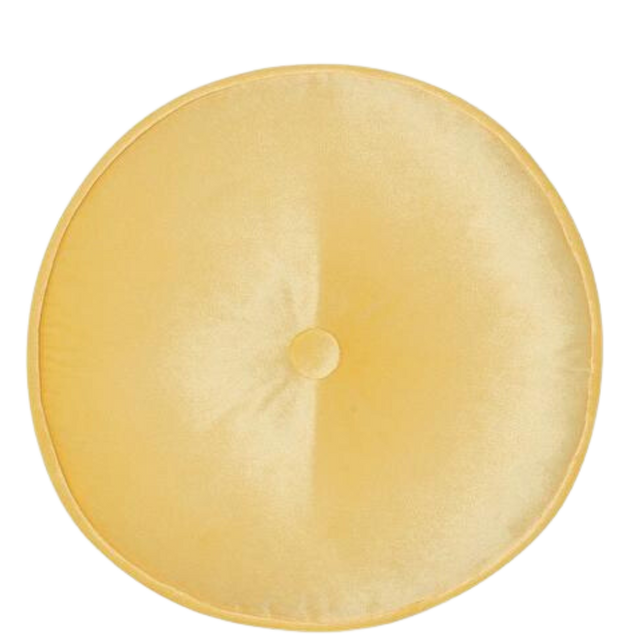 ALPAQ STUDIO. LUXURIOUS ROUND VELVET CUSHION IN YELLOW