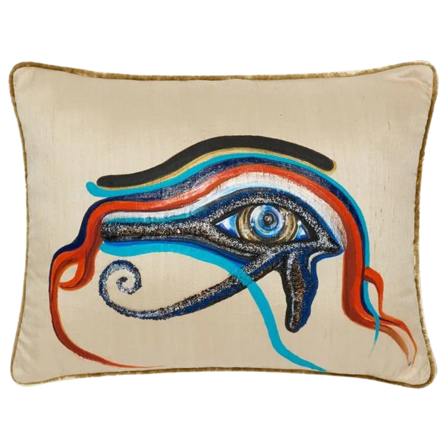 ALPAQ STUDIO. DIAMOND EYE SILK CUSHION IN BEIGE