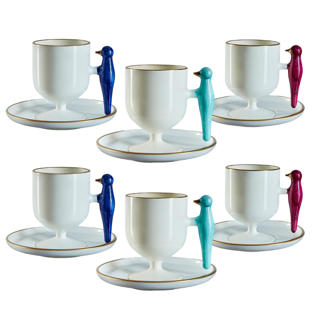 ESRA YILDIRIM DESIGN STUDIO COFFEE CUP SET IN OCEAN BLUE 6PCS