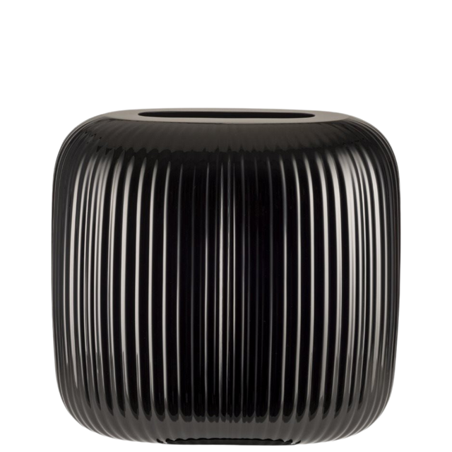 RIKA RIPPLED GLASS VASE IN BLACK