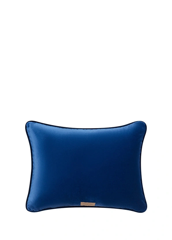 ALPAQ STUDIO.  RECTANGULAR SILK CUSHION IN OCEAN BLUE