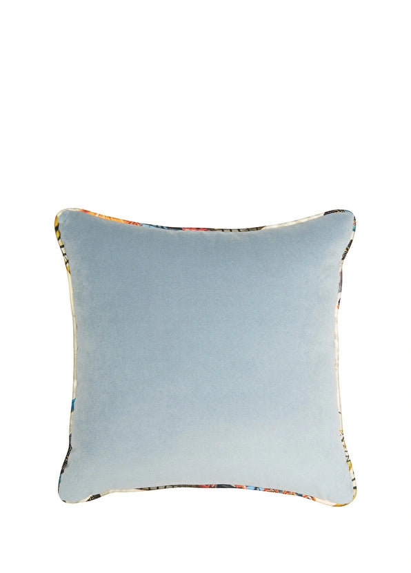 ALPAQ STUDIO.  PEACOCK VELVET CUSHION IN RED