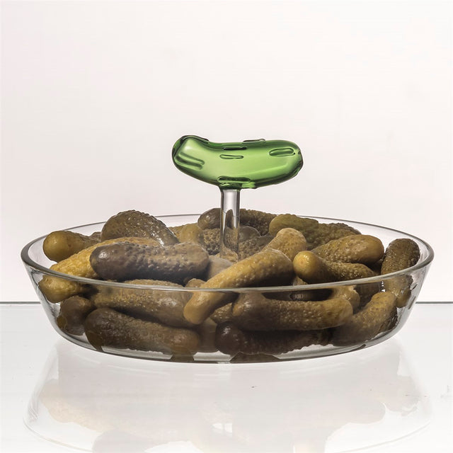 GLASS PLATE FOR SERVING PICKLES PRODUCTS