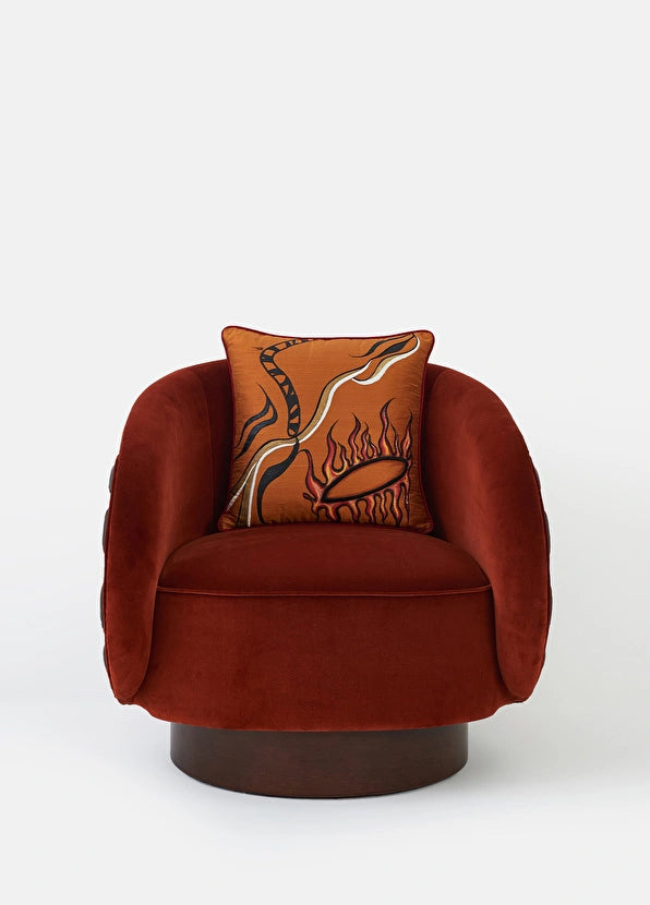 ALPAQ STUDIO. BURNING EYE SILK CUSHION