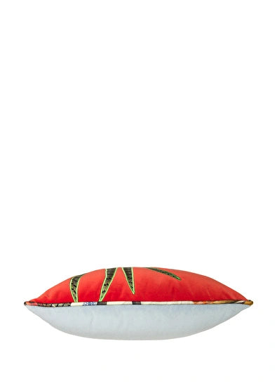 ALPAQ STUDIO.  FEATHERS VELVET CUSHION IN RED